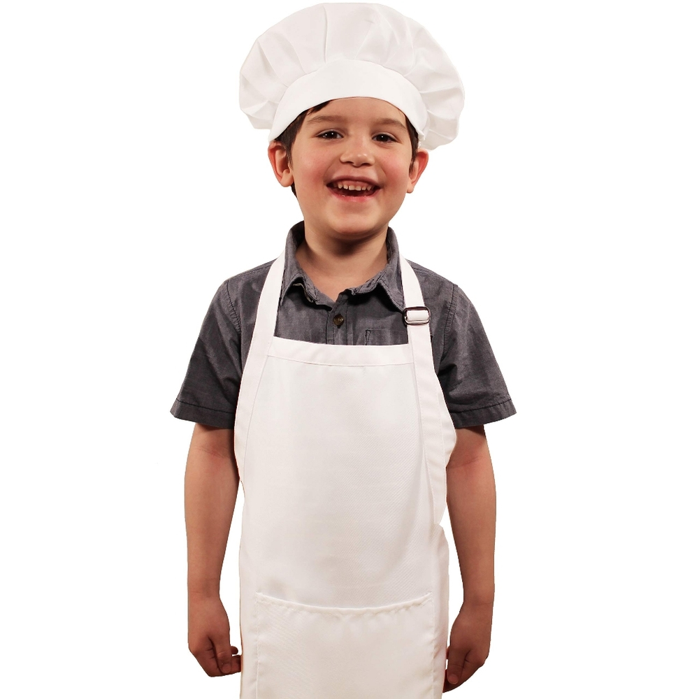 Dapper & Doll Kids Apron and Chef Hat Gift Set - Toddler size 2T - 3T in white